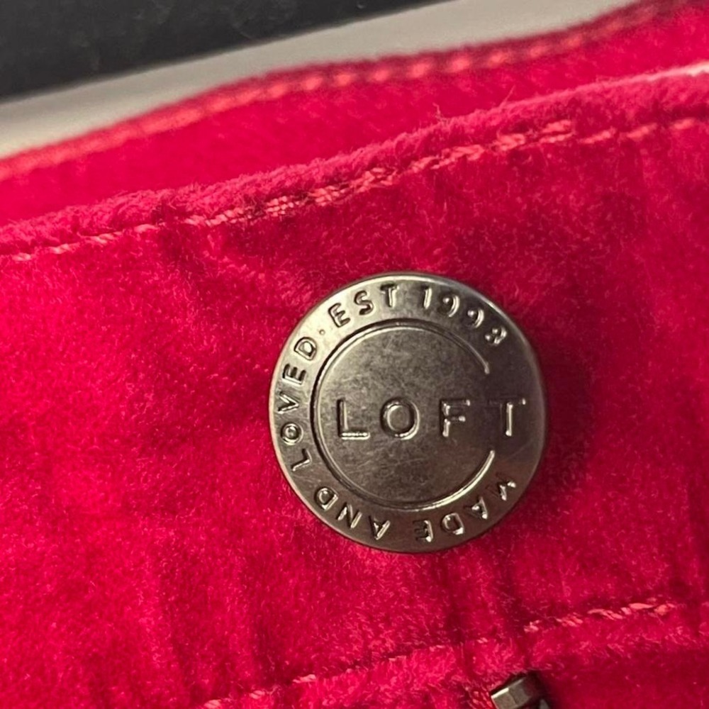 Hot Pink LOFT velour skinny pants petite 4. - Picture 4 of 5